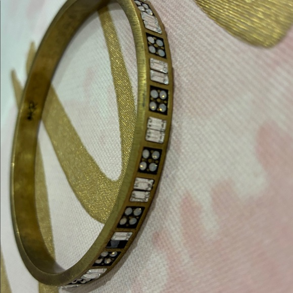 Silpada KR Signed Gold and White Rhinestone Inlay Bangle Bracelet - Picture 3 of 12
